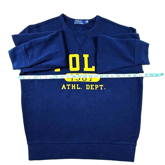 Polo Ralph Lauren Navy Yellow Logo Sweatshirt Size M Athletic Dept 1967 - Picture 6 of 8